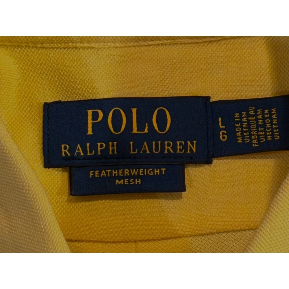 Polo Ralph Lauren Lightweight Mesh Yellow Long Sleeved Button Down Shirt Mens L